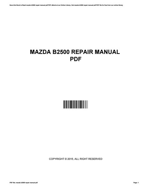 MAZDA B2500 OWNERS MANUAL Ebook Doc