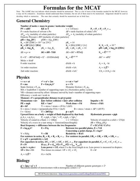 MCAT Chemistry Equations: A Comprehensive Guide to Acing the Exam