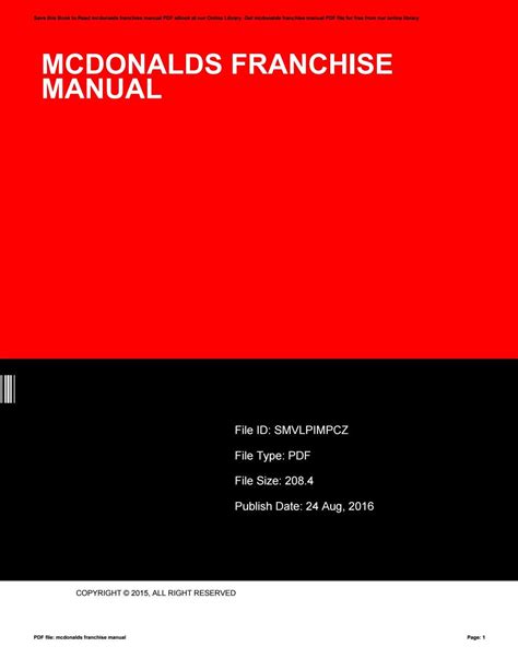 MCDONALDS OT MANUAL Ebook Kindle Editon