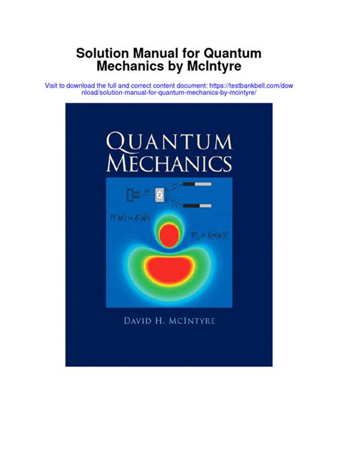 MCINTYRE QUANTUM MECHANICS SOLUTION MANUAL Ebook Kindle Editon