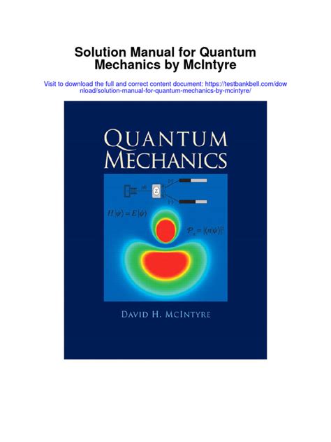 MCINTYRE QUANTUM MECHANICS SOLUTION MANUAL Ebook Kindle Editon