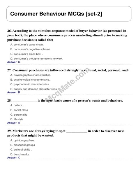 MCQ ON CONSUMER BEHAVIOR HAWKINS Ebook Reader