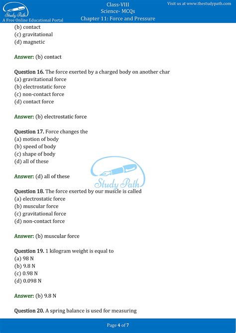 MCQs on Force and Pressure for Class 8: Ace Your Science Prep!