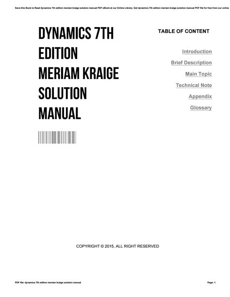 MERIAM DYNAMICS 7TH EDITION SOLUTIONS PDF Ebook Doc