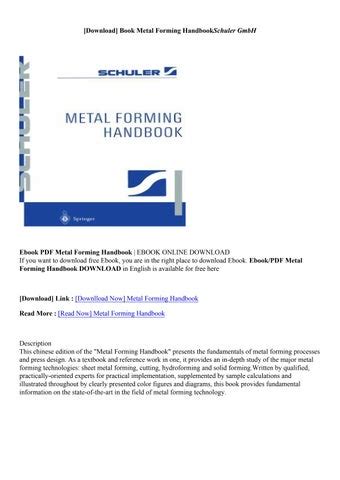 METAL FORMING HANDBOOK SCHULER Ebook Reader