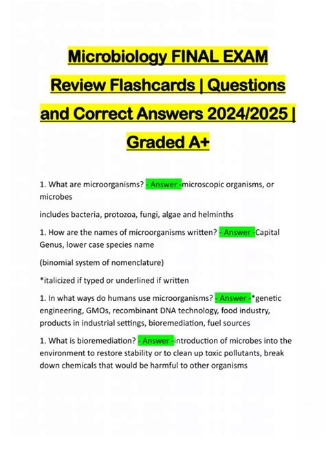 MICROBIOLOGY FINAL EXAM WITH ANSWERS Ebook Epub