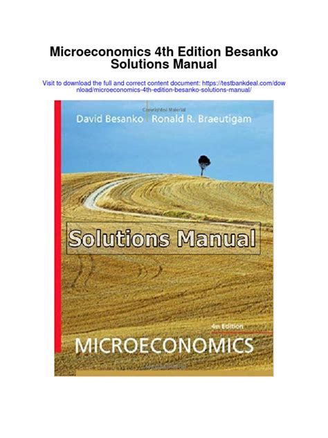 MICROECONOMICS DAVID BESANKO 4TH EDITION SOLUTION MANUAL Ebook PDF
