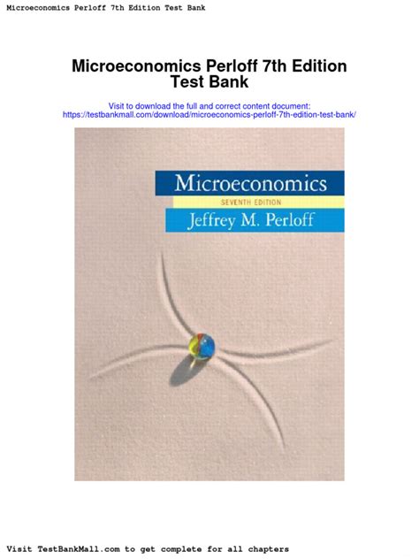MICROECONOMICS PERLOFF 6TH EDITION TEST BANK Ebook Epub