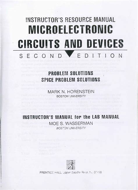 MICROELECTRONIC CIRCUITS AND DEVICES HORENSTEIN SOLUTION MANUAL Ebook Kindle Editon