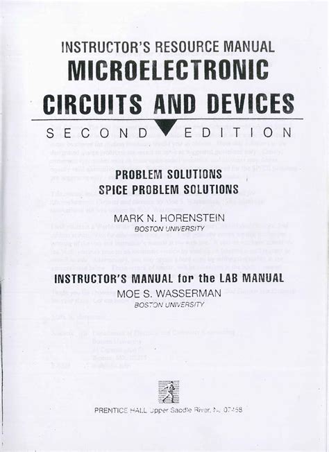 MICROELECTRONIC CIRCUITS AND DEVICES HORENSTEIN SOLUTIONS Ebook Epub