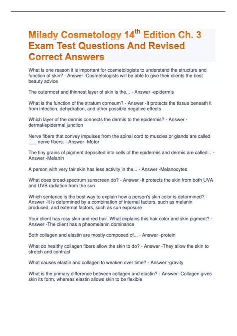 MILADY COSMETOLOGY TEST ANSWER KEYS Ebook Kindle Editon