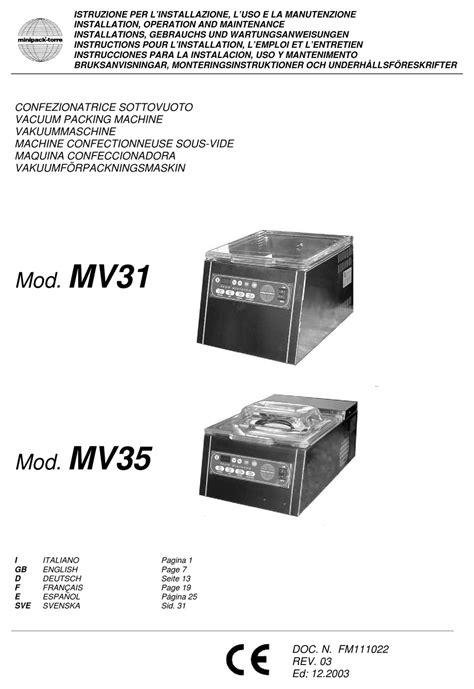 MINIPACK TORRE MV 31 SERVICE MANUAL Ebook Epub