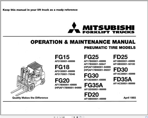 MITSUBISHI FORKLIFT SERVICE MANUAL Ebook Reader