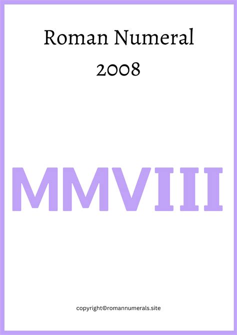 MMVIII: The Roman Numeral of 2008 and Its Significance