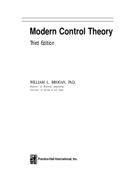 MODERN CONTROL THEORY BROGAN SOLUTION MANUAL Ebook Reader