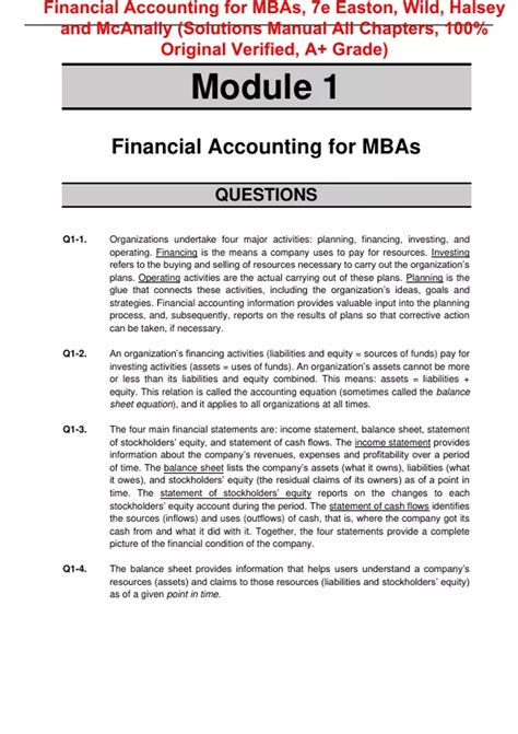 MODULE 18 SOLUTIONS FINANCIAL ACCOUNTING FOR MBAS Ebook PDF