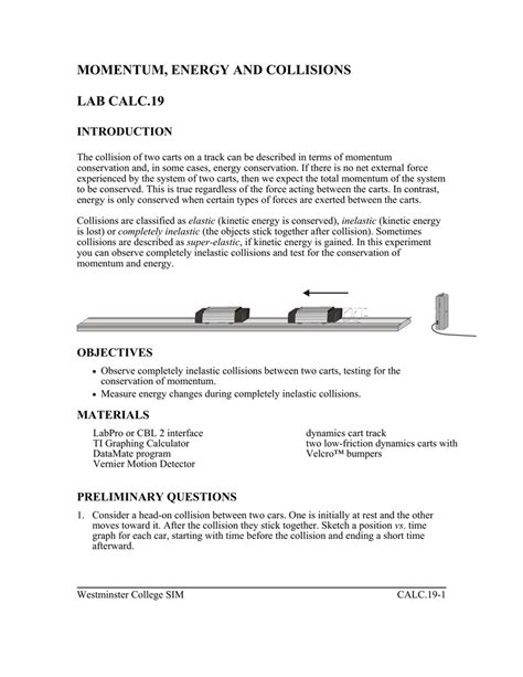 MOMENTUM ENERGY COLLISIONS LAB 19 ANSWER KEY Ebook Reader