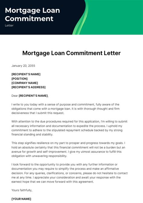 MORTGAGE LOAN COMMITMENT LETTER SAMPLE Ebook Doc