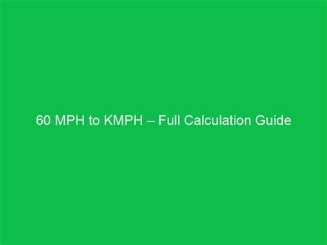 MPH to KMP: The Definitive Conversion Guide