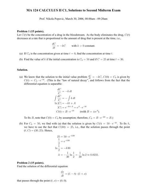 Ma 233 Calculus Iii Solutions To Midterm Examination 2 Reader