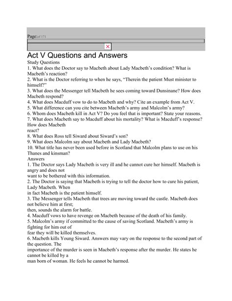 Macbeth Act 5 Questions And Answers Kindle Editon