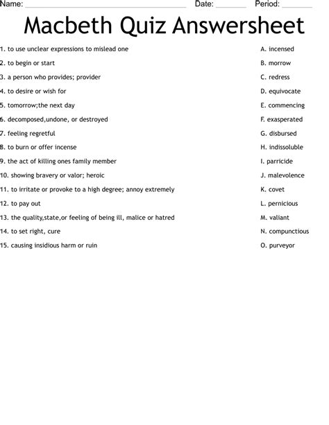 Macbeth Questions And Answers Work Packet Kindle Editon