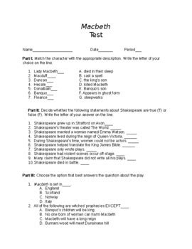 Macbeth Test And Answer Key Kindle Editon