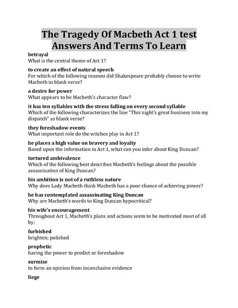 Macbeth Test And Answers Kindle Editon