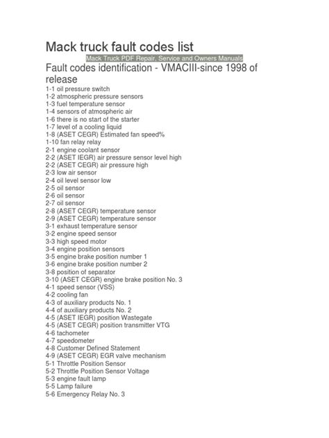 Mack-truck-fault-code-list Ebook Doc