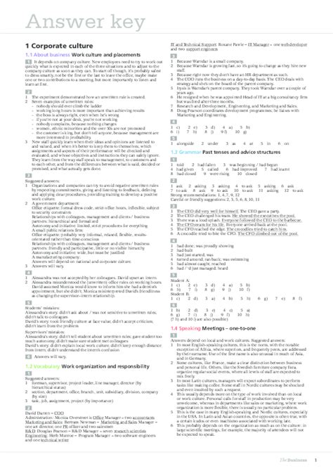 Macmillan The Business Intermediate Answer Keys PDF