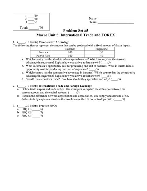 Macro Unit 5 Problem Set 1 Answers Doc