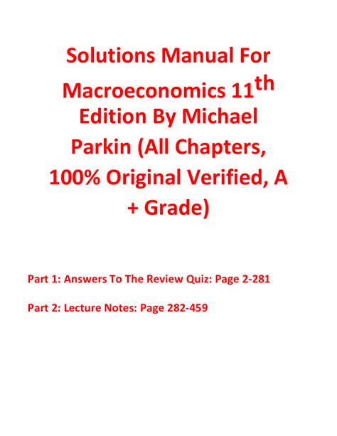 Macroeconomics 11th Edition By Michael Parkin Solution Kindle Editon