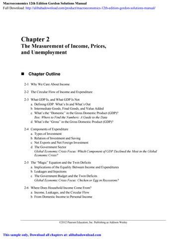 Macroeconomics Gordon 12th Edition Answers Chapter 7 Kindle Editon