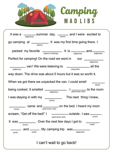 Mad Libs Story Template