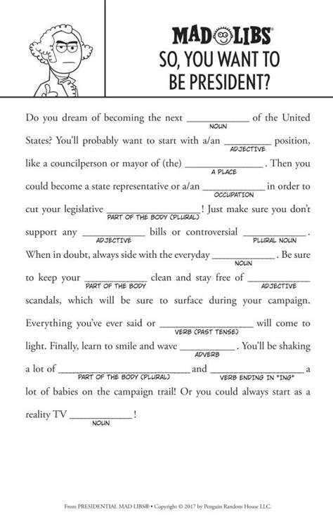 Mad Libs for President Doc