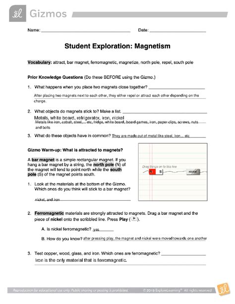 Magnetism Gizmo Answers Epub