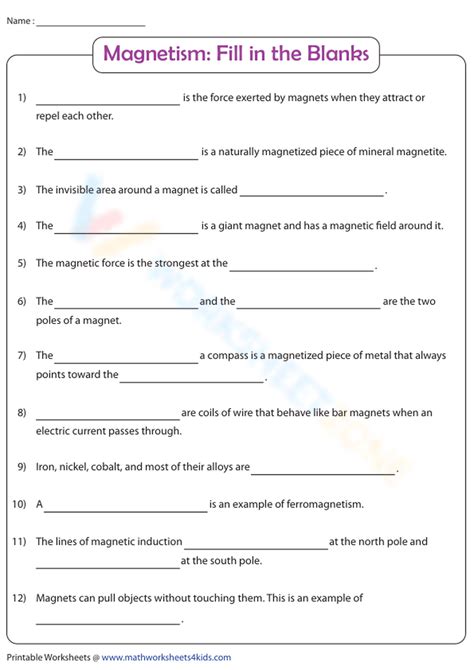 Magnetism Webquest Answers Sheet PDF