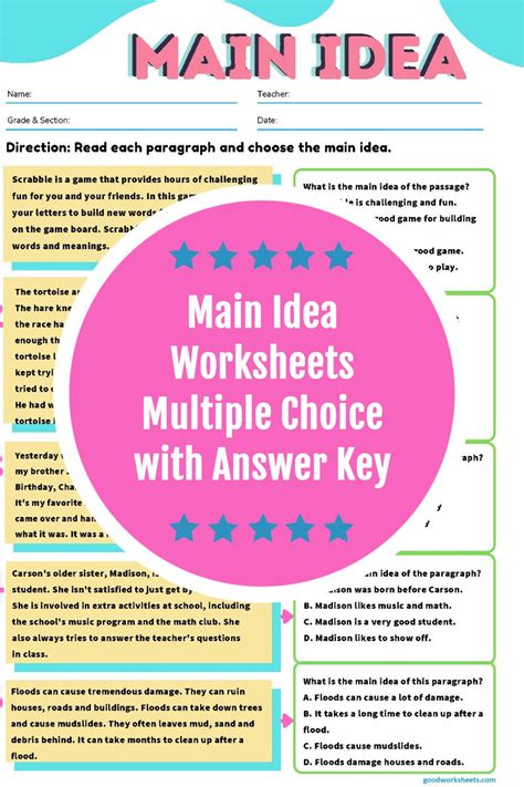 Main Idea Answer Key Doc