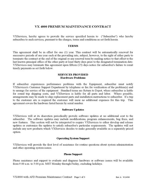 Maintenance Contracts Templates