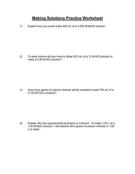 Making Solutions Practice Work Shown And Answers Doc