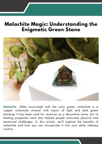 Malachite: The Enigmatic Green Stone