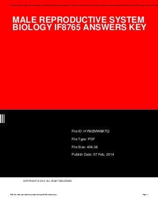 Male Reproductive System Biology If8765 Answer Key PDF