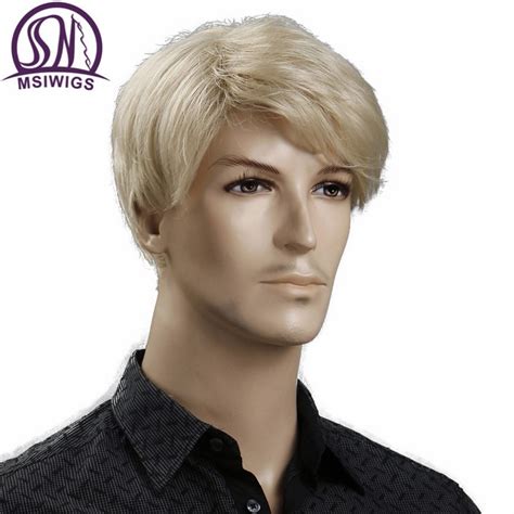 Male Short Hair Wigs 4" Straight Monofilament Synthetic Wigs