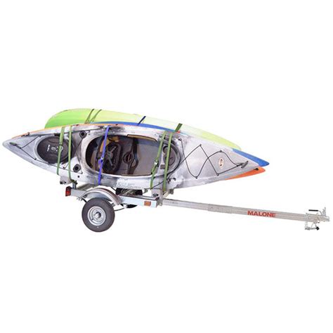 Malone EcoLight kayak trailer for 4 kayaks parked on a driveway