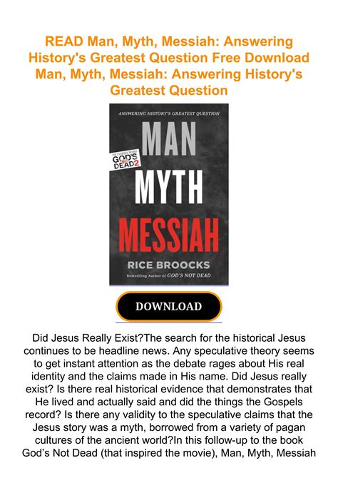 Man Myth Messiah Answering Historys Reader