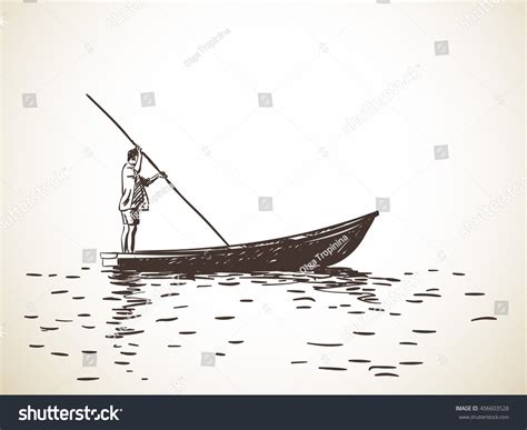 Man Standing On Boat Drawing