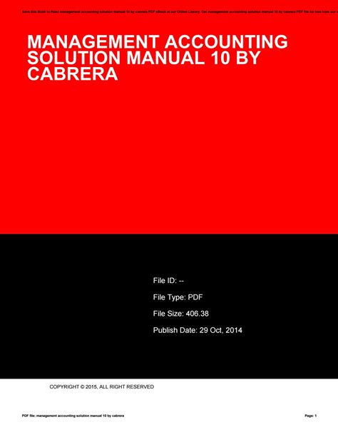 Management Accounting By Cabrera Solutions Manual Epub