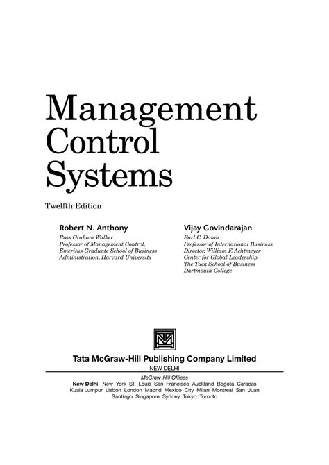 Management Control System Robert Anthony 12 Edition Ebook Kindle Editon