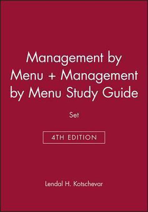 Management by Menu, Study Guide Epub