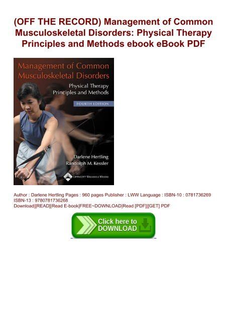 Management.of.Common.Musculoskeletal.Disorders.Physical.Therapy.Principles.and.Methods Ebook Doc